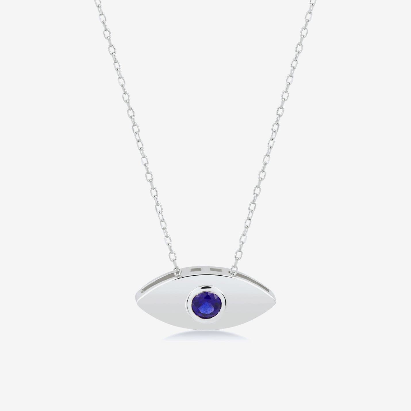 Sapphire Evil Eye Necklace in 14K Solid Gold