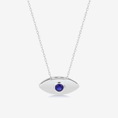 Sapphire Evil Eye Necklace in 14K Solid Gold