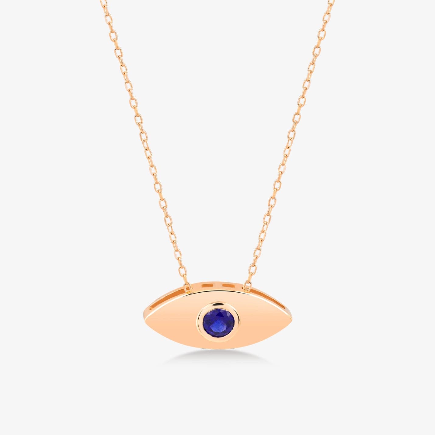 14k Solid Gold Sapphire Eye Necklace | Evil Eye Necklace for Women
