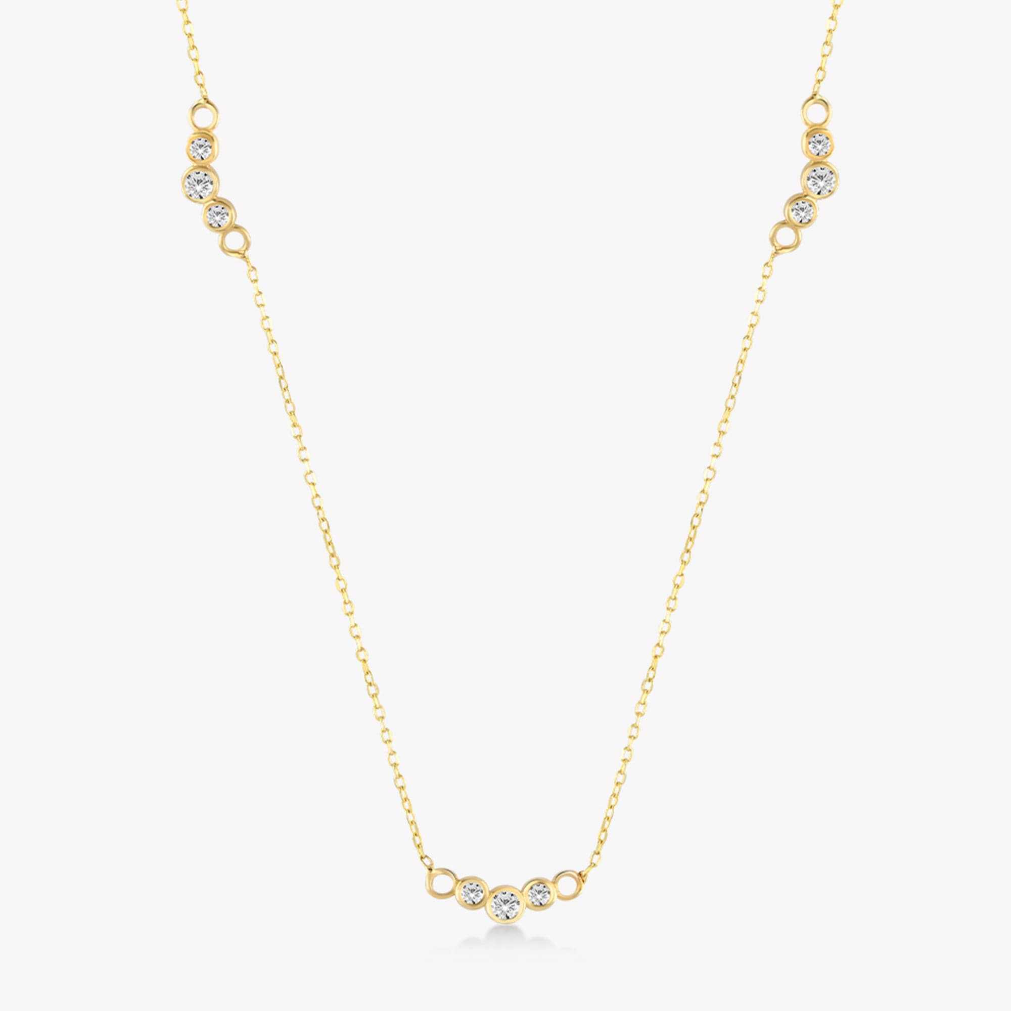 Diamond Multi Beads Station Necklace