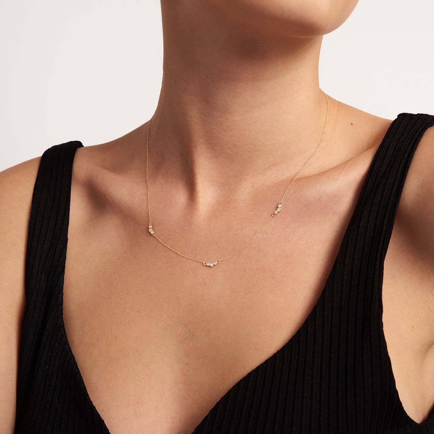 Diamond Multi Beads Station Necklace