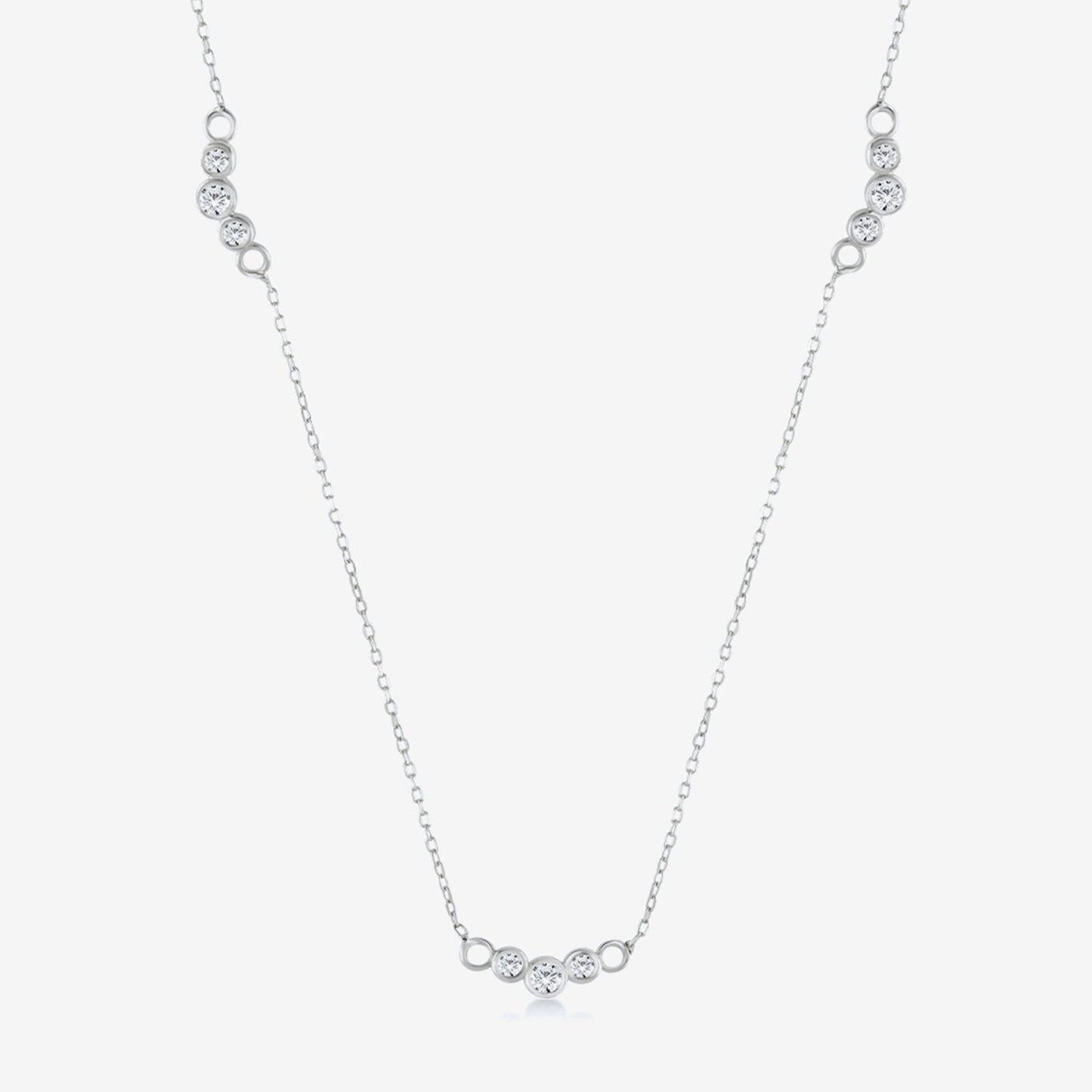 Diamond Multi Beads Station Necklace in 14K Solid Gold