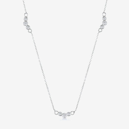 Diamond Multi Beads Station Necklace in 14K Solid Gold