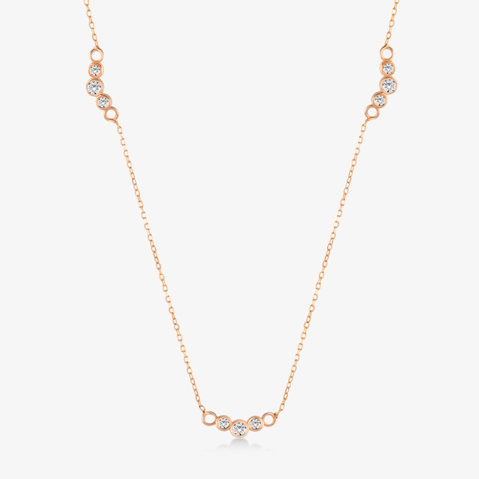 Diamond Multi Beads Station Necklace