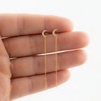 Pave Diamond Moon Threader Earrings