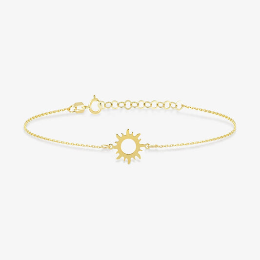 Sun Bracelet in 14K Solid Gold, Adjustable