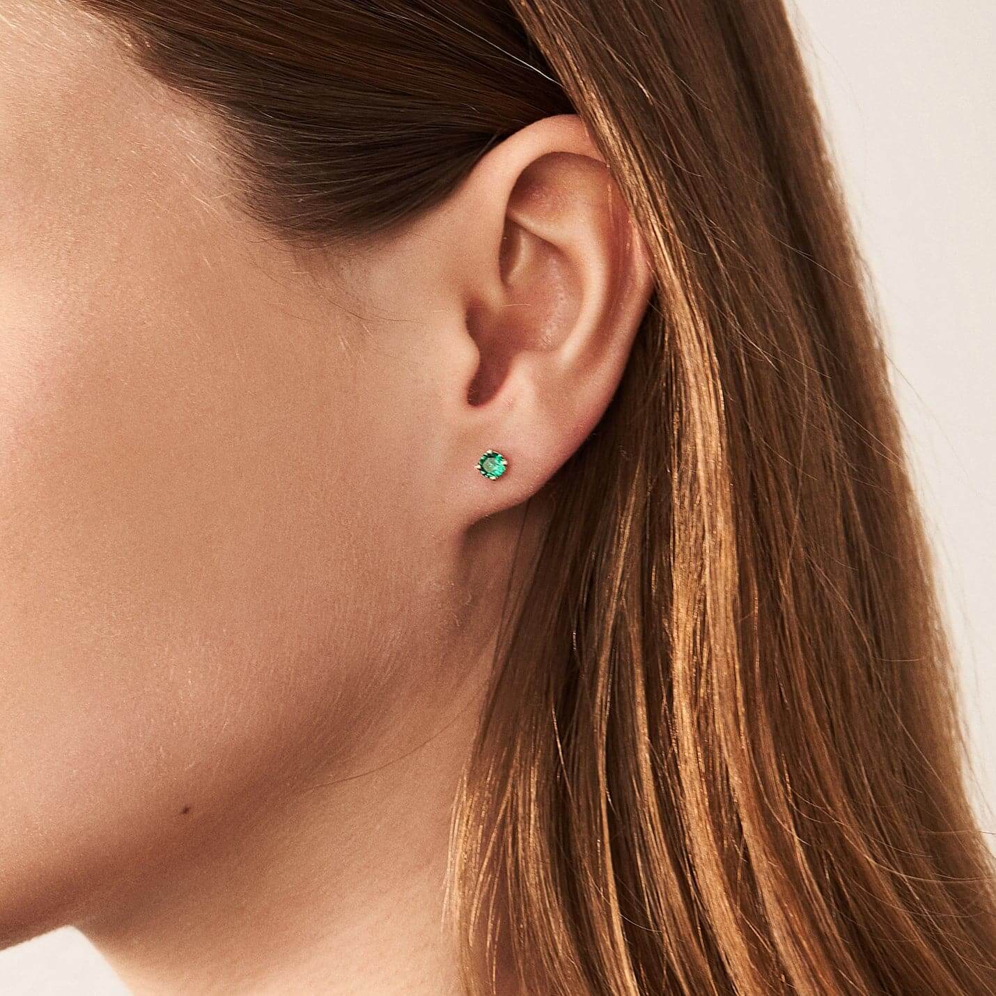 Emerald Solitaire Stud Earrings