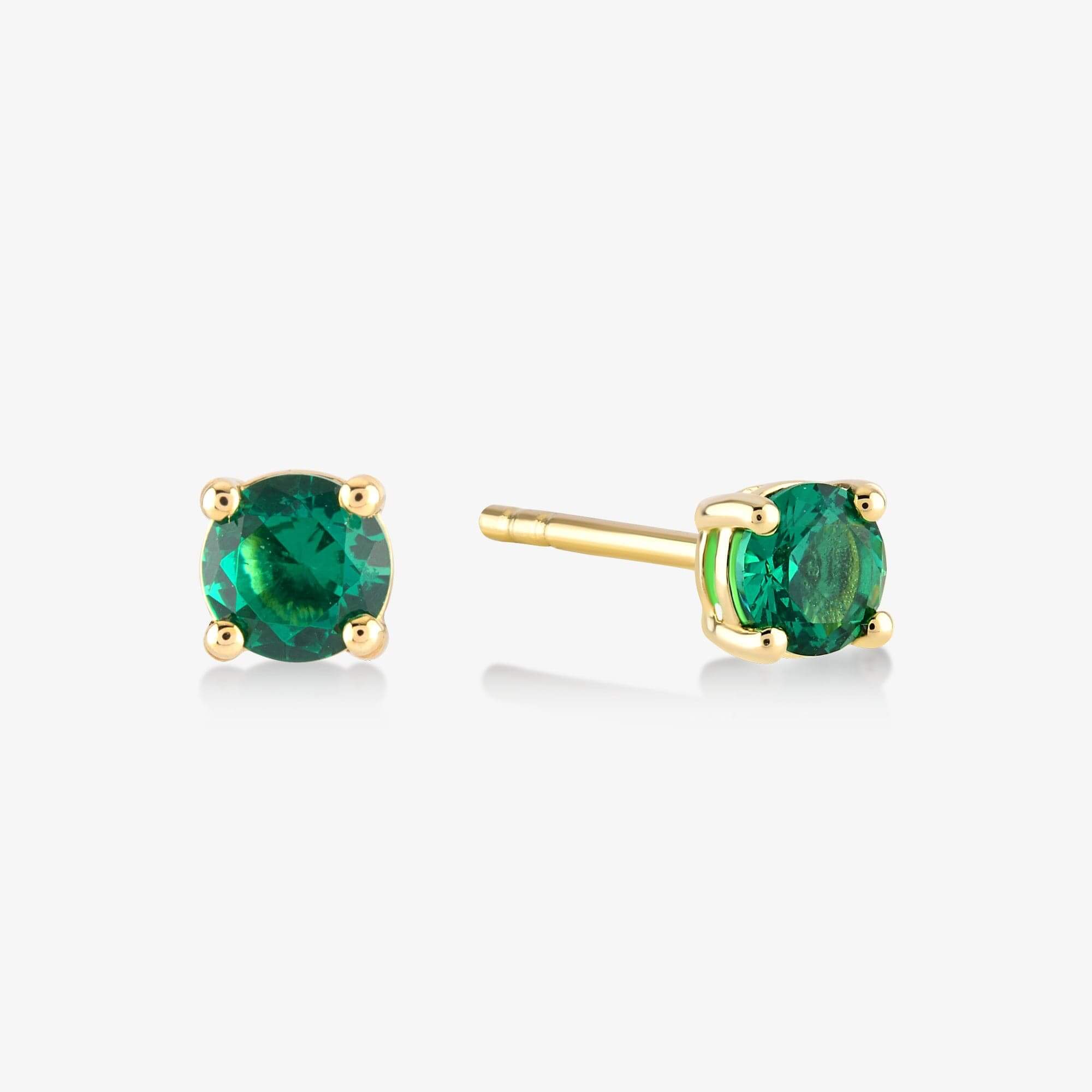 Emerald Solitaire Stud Earrings