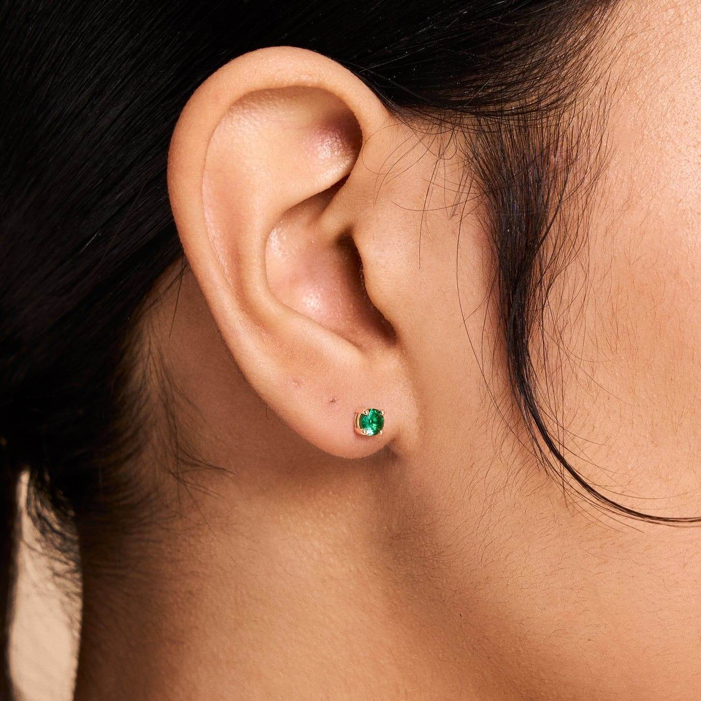 3/8 CT. T.W. Emerald Solitaire Stud Earrings in 14K Solid Gold