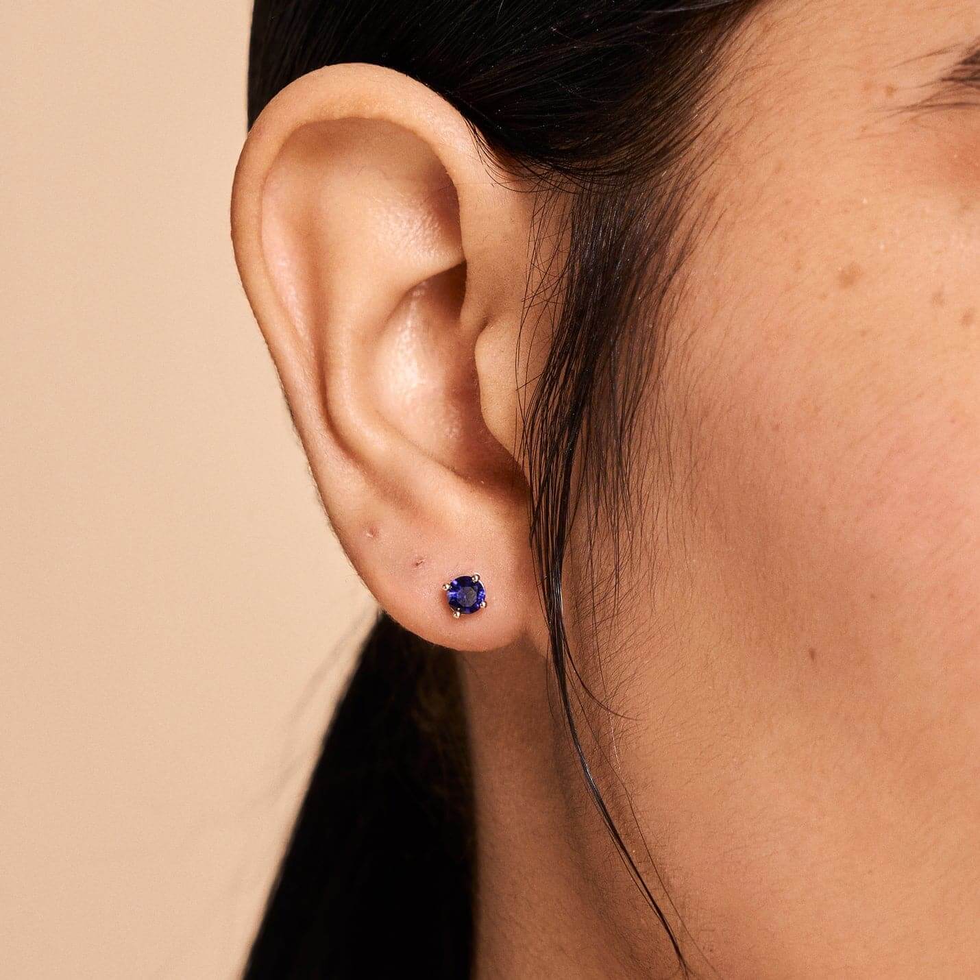 Sapphire Stud Earrings in 14K Solid Gold