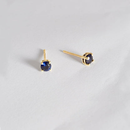 Sapphire Stud Earrings in 14K Solid Gold