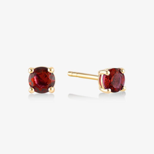 Boucles d'oreilles clous solitaires en rubis de 3/8 CT dans un or 14 carats