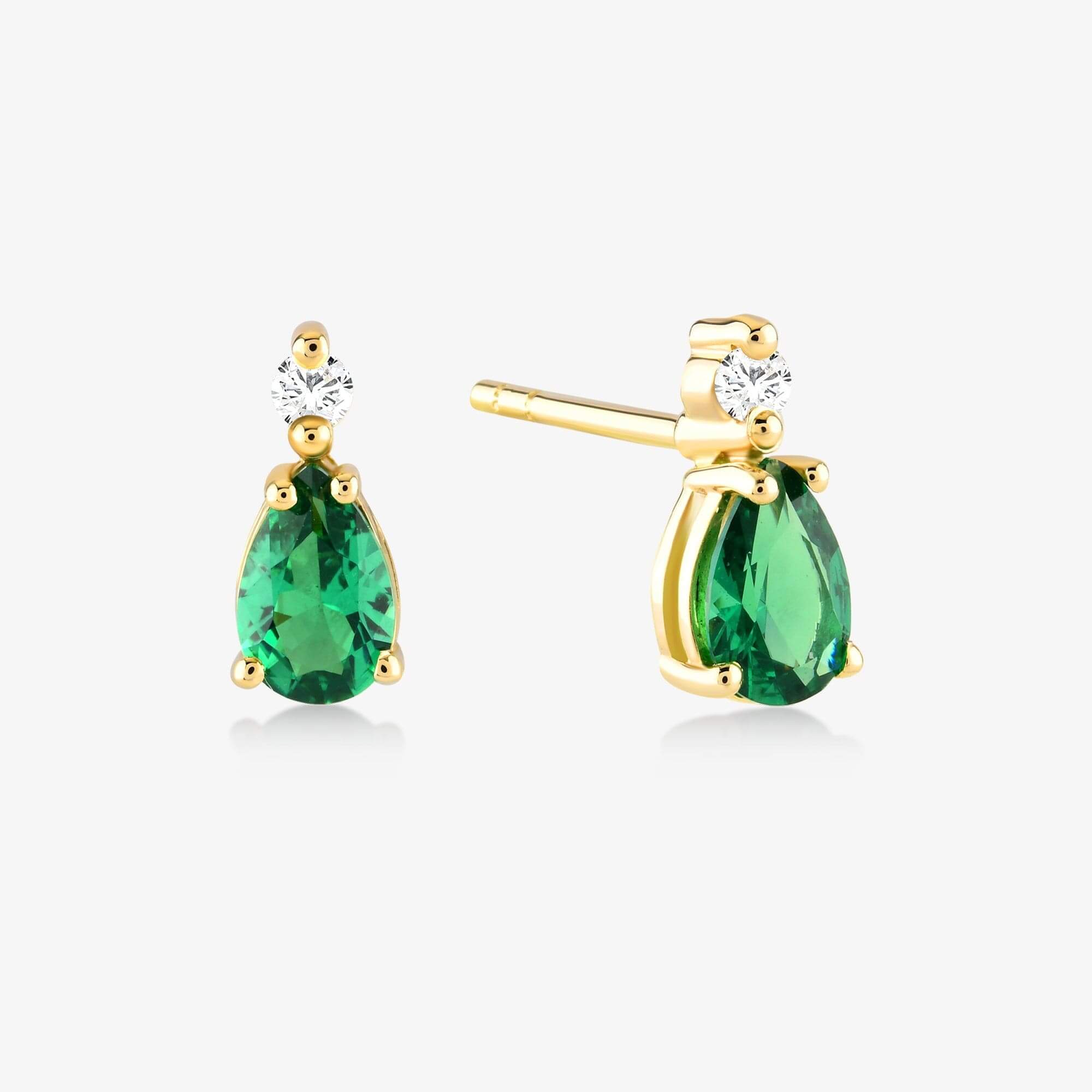 Gold Emerald Studs, Created Emerald, Green Oval shops Earrings, Emerald Earrings, Dainty Green Earrings, Stud Earrings, Gold Plated Earrings