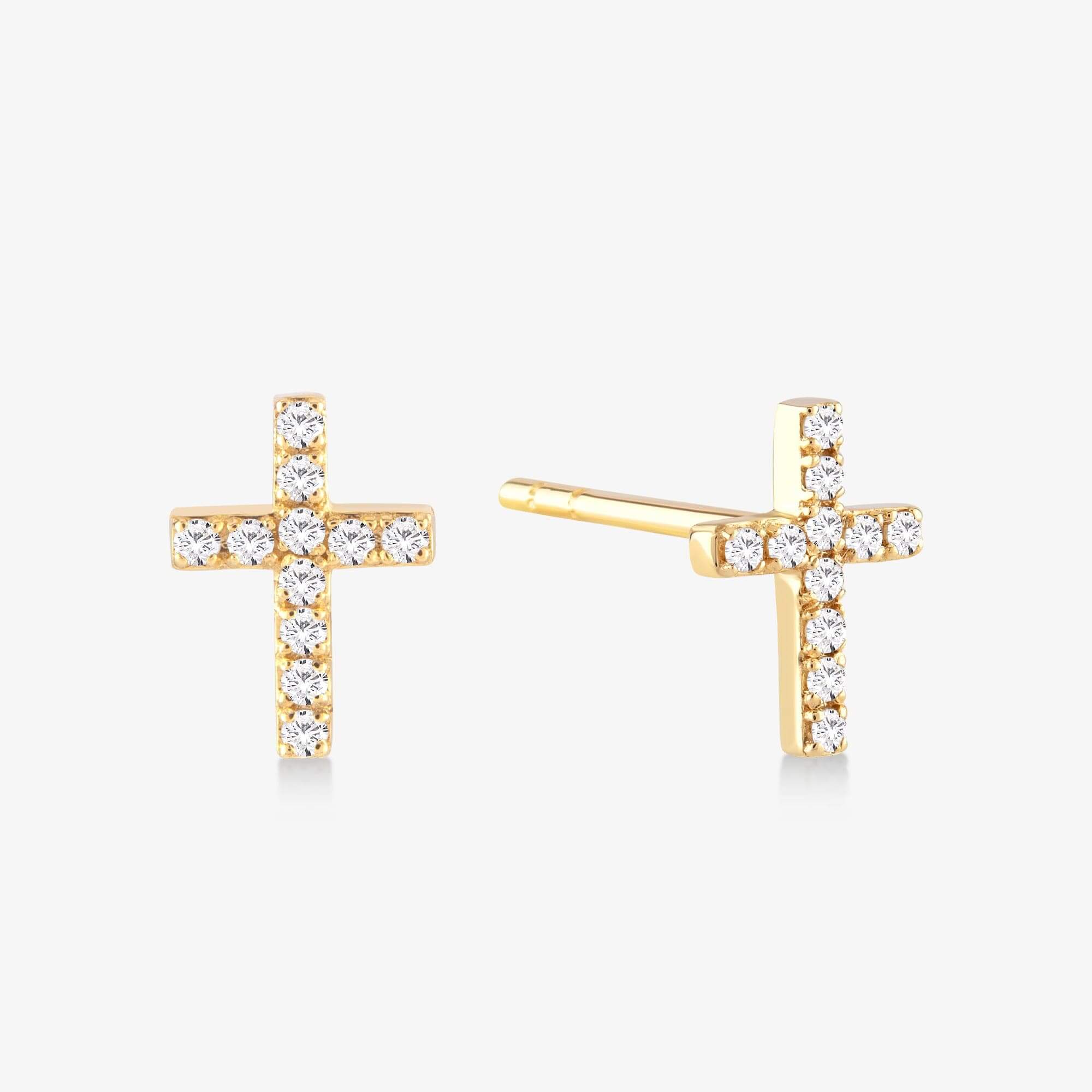 Diamond Accent Cross Stud Earrings