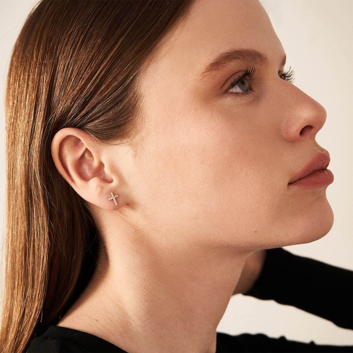 Diamond Accent Cross Stud Earrings