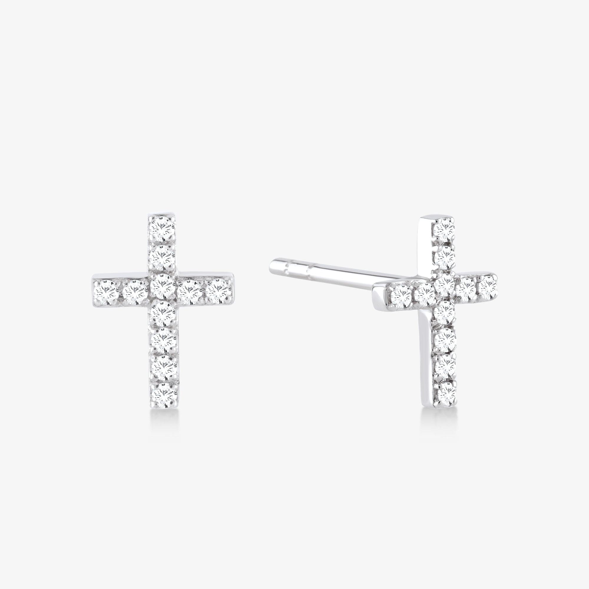 Diamond Accent Cross Stud Earrings