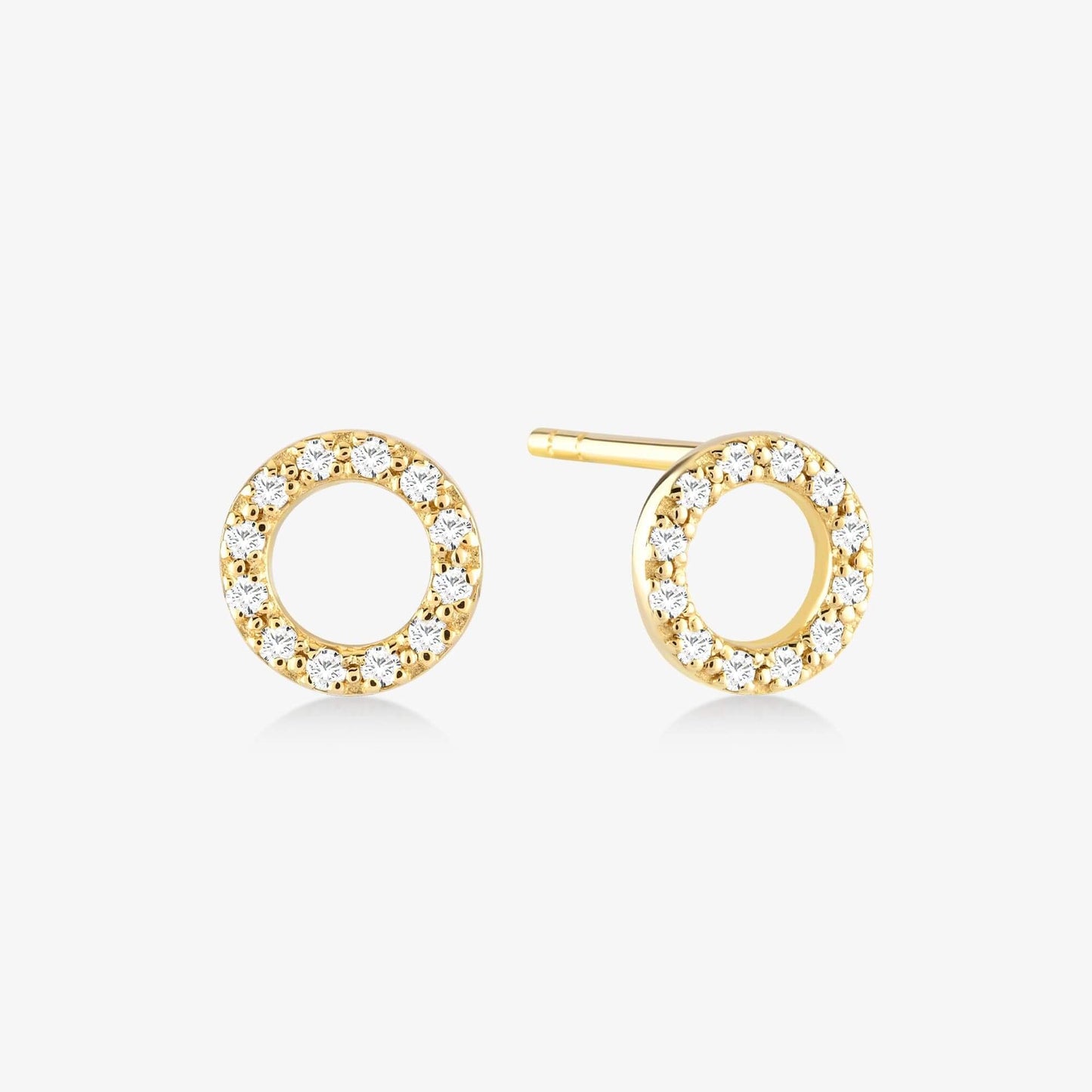 Diamond Circle Earrings in 14K Solid Gold