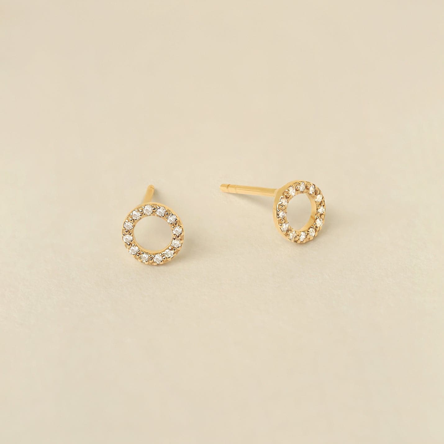 Diamond Circle Earrings in 14K Solid Gold