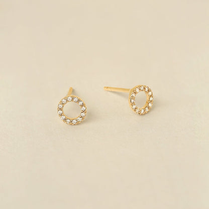 Diamond Circle Earrings in 14K Solid Gold