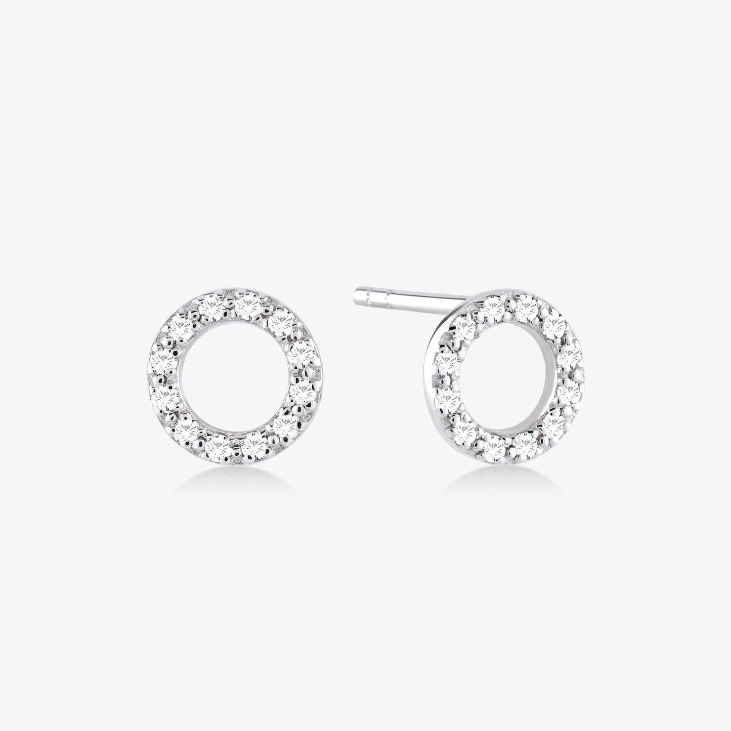 Diamond Circle Earrings in 14K Solid Gold