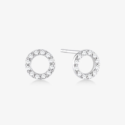 Diamond Circle Earrings in 14K Solid Gold