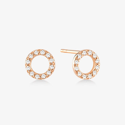 Diamond Circle Earrings in 14K Solid Gold