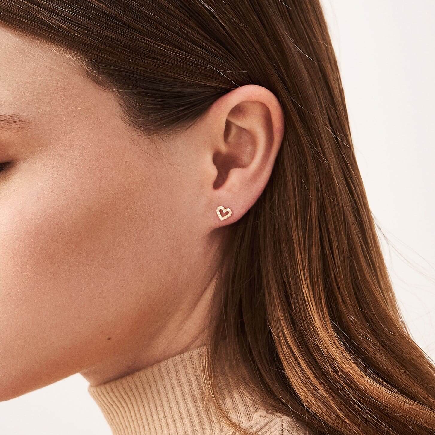 Diamond Heart Stud Earrings