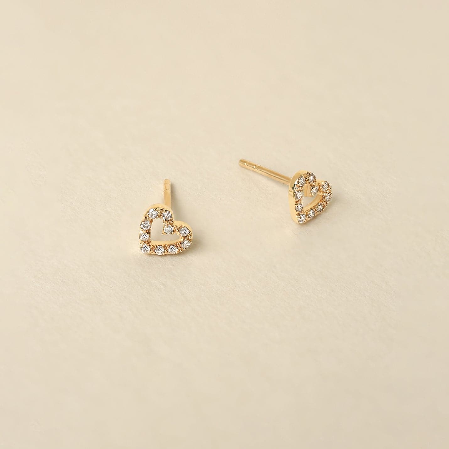 Diamond Heart Stud Earrings