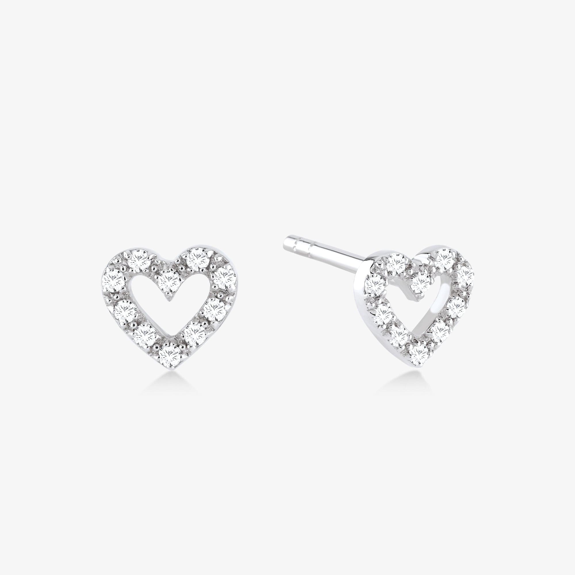 Diamond Heart Stud Earrings