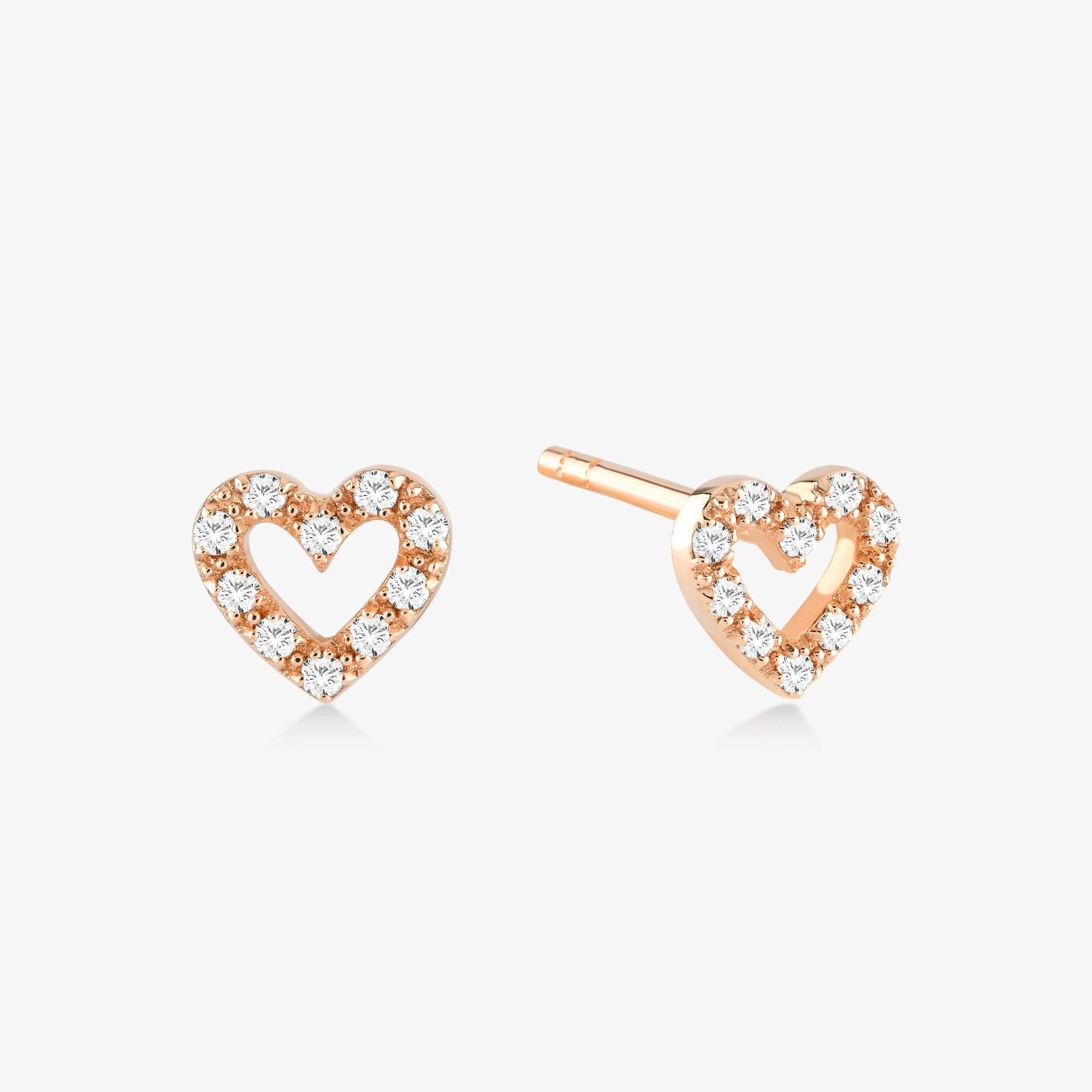Diamond Heart Stud Earrings