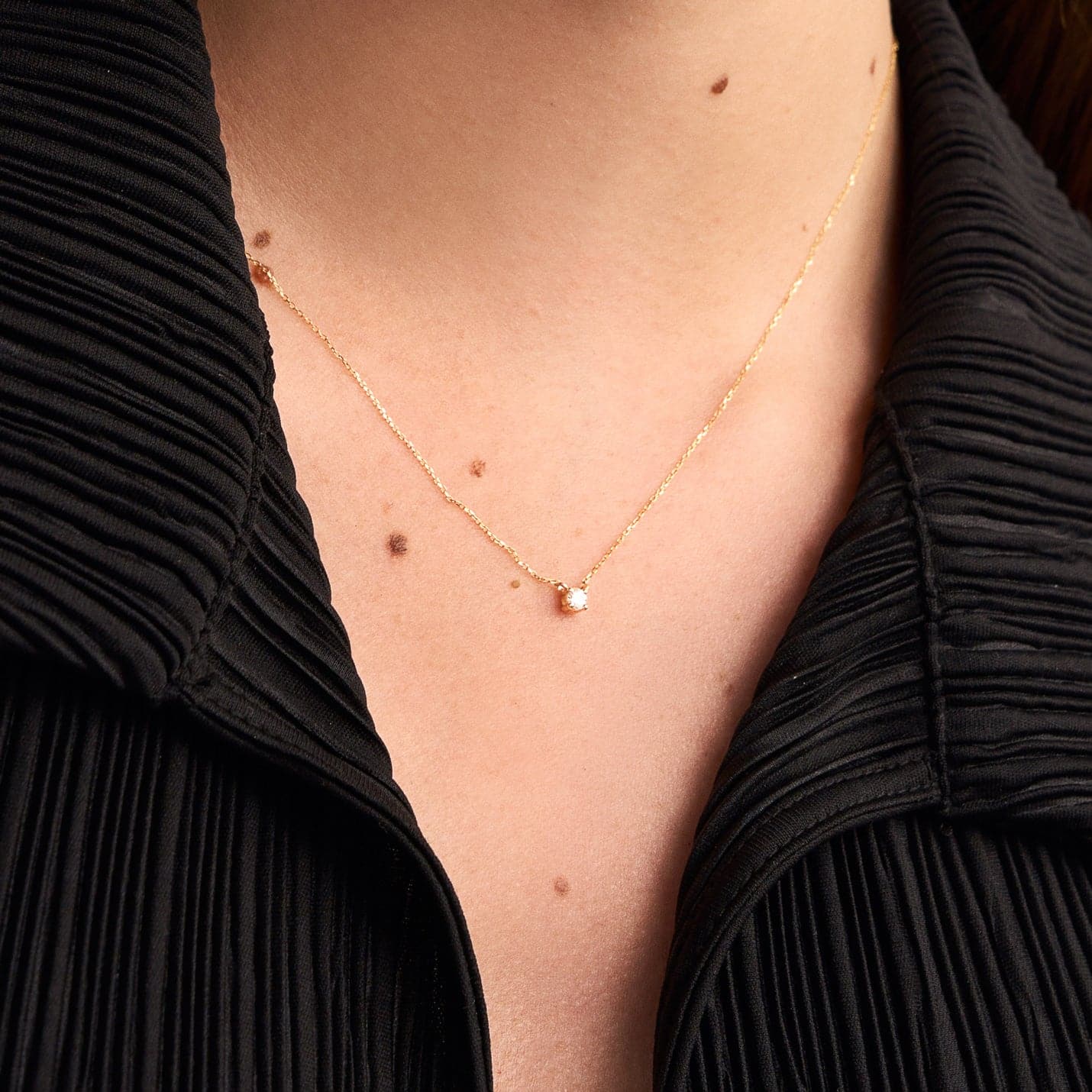 Diamond Square Solitaire Necklaces in 14K Solid Gold