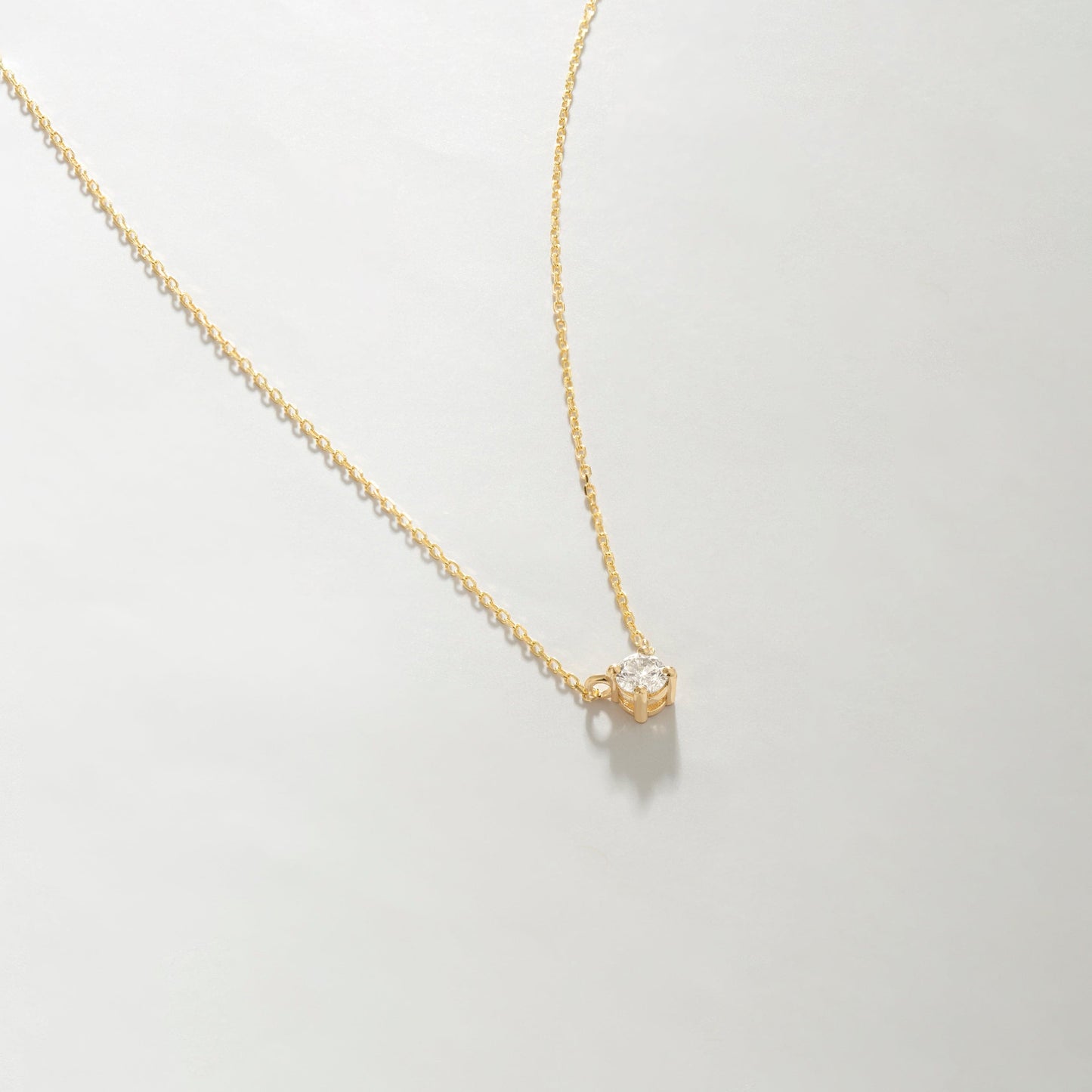 Diamond Square Solitaire Necklaces in 14K Solid Gold