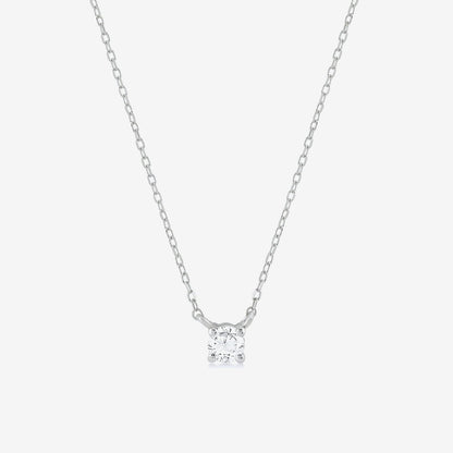 Diamond Square Solitaire Necklaces in 14K Solid Gold