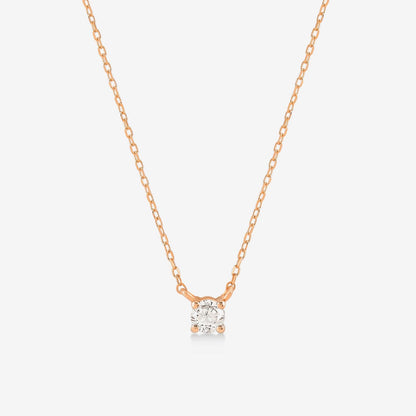 Diamond Square Solitaire Necklaces in 14K Solid Gold