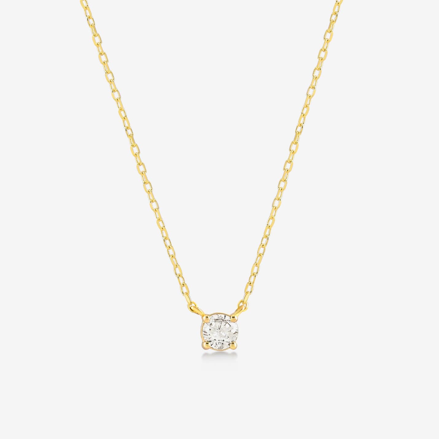 Diamond Square Solitaire Necklaces in 14K Solid Gold