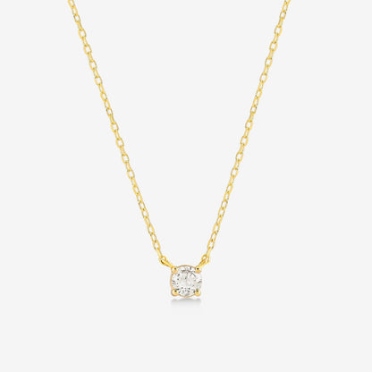 Diamond Square Solitaire Necklaces in 14K Solid Gold