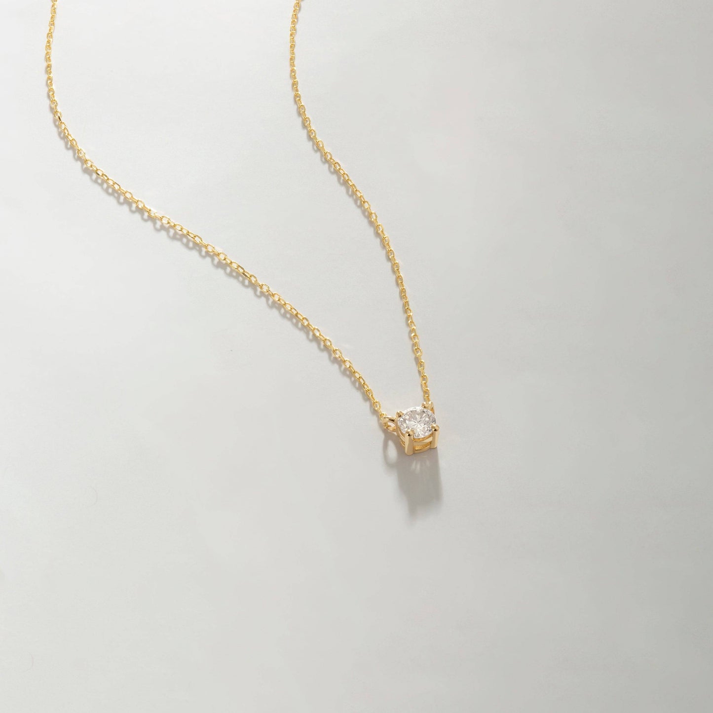 Diamond Square Solitaire Necklaces in 14K Solid Gold