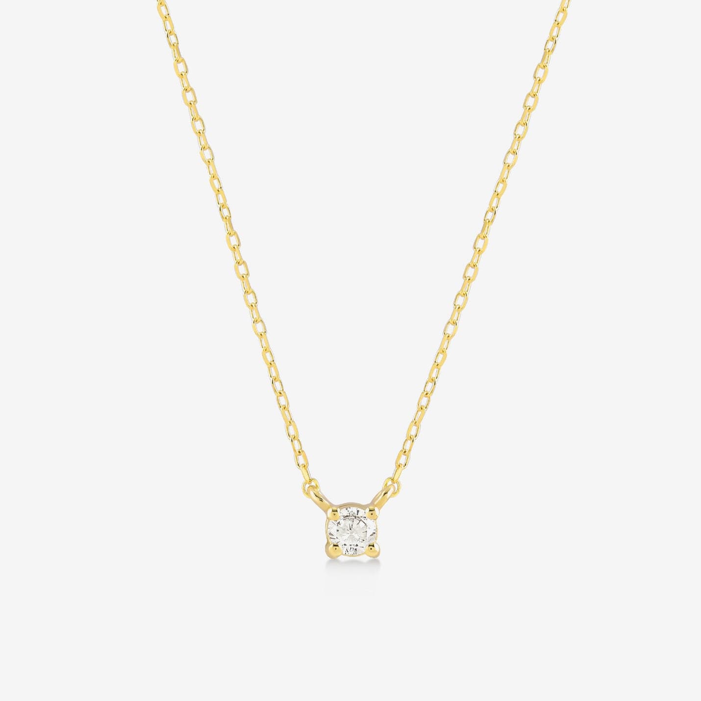 Diamond Square Solitaire Necklaces in 14K Solid Gold