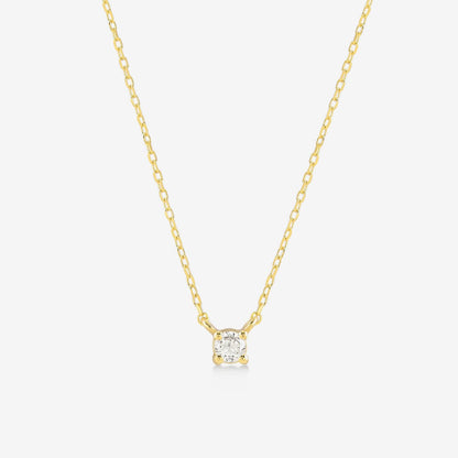 Diamond Square Solitaire Necklaces in 14K Solid Gold