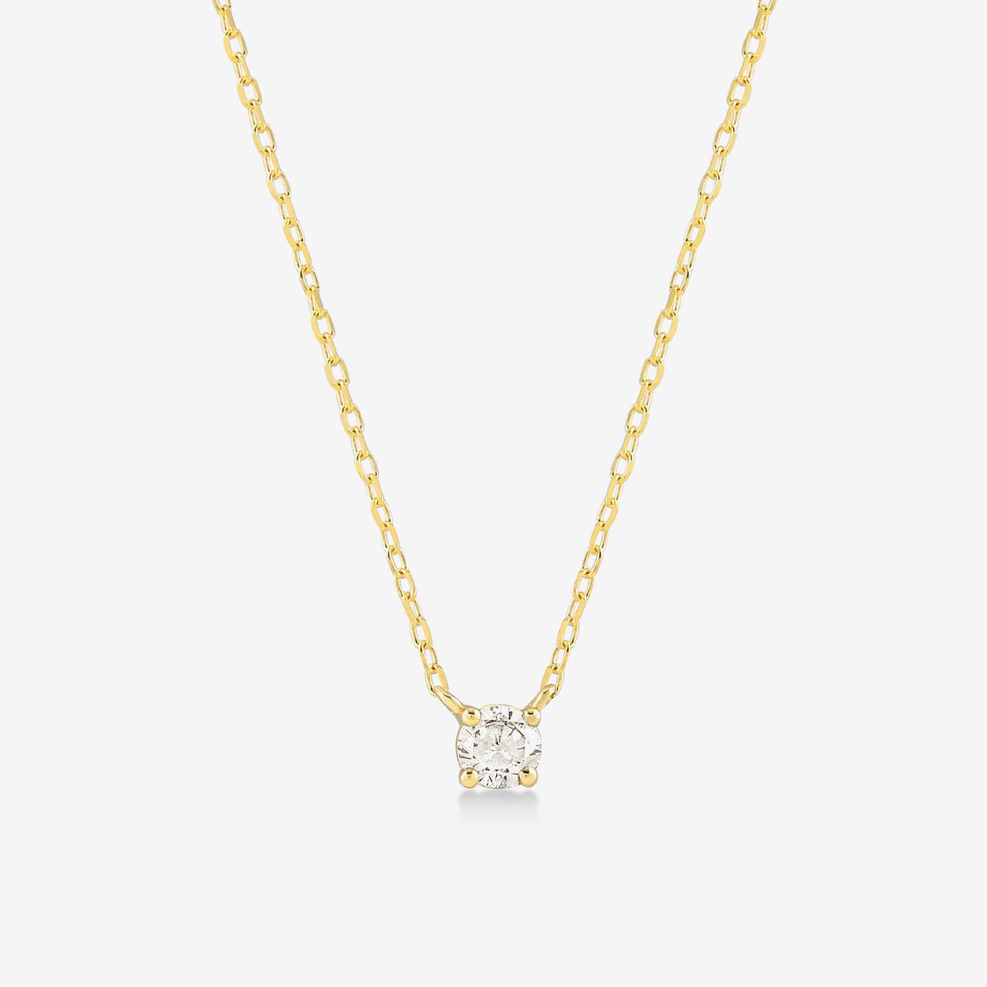 Diamond Square Solitaire Necklaces in 14K Solid Gold