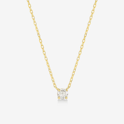 Diamond Square Solitaire Necklaces in 14K Solid Gold