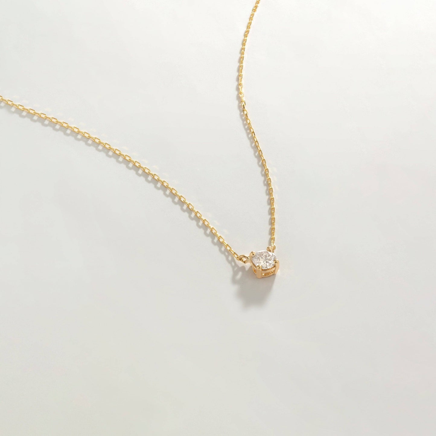 Diamond Square Solitaire Necklaces in 14K Solid Gold