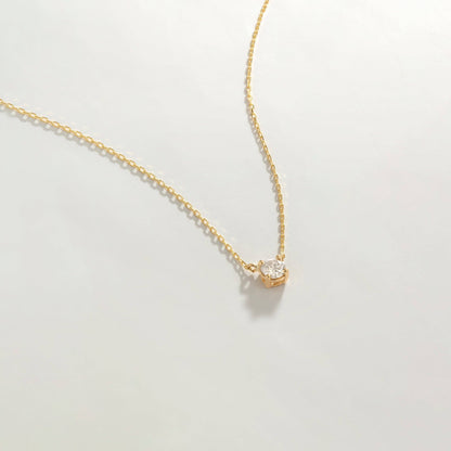 Diamond Square Solitaire Necklaces in 14K Solid Gold