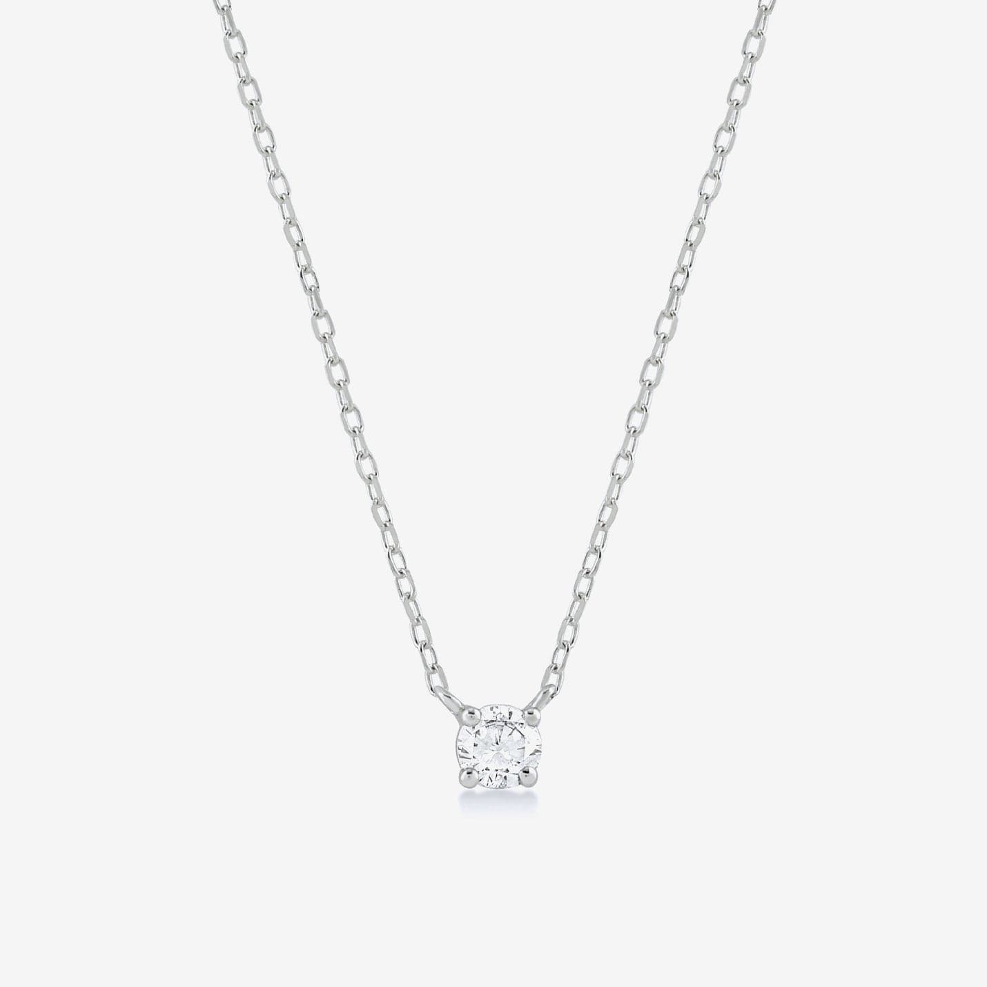 Diamond Square Solitaire Necklaces in 14K Solid Gold