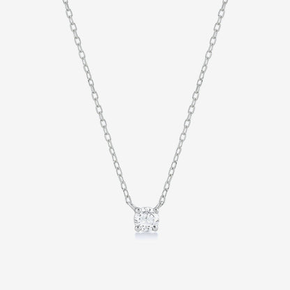 Diamond Square Solitaire Necklaces in 14K Solid Gold