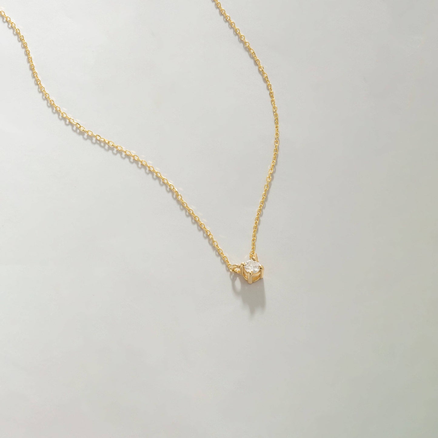 Diamond Square Solitaire Necklaces in 14K Solid Gold