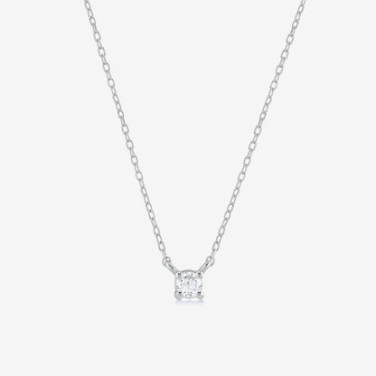 Diamond Square Solitaire Necklaces in 14K Solid Gold