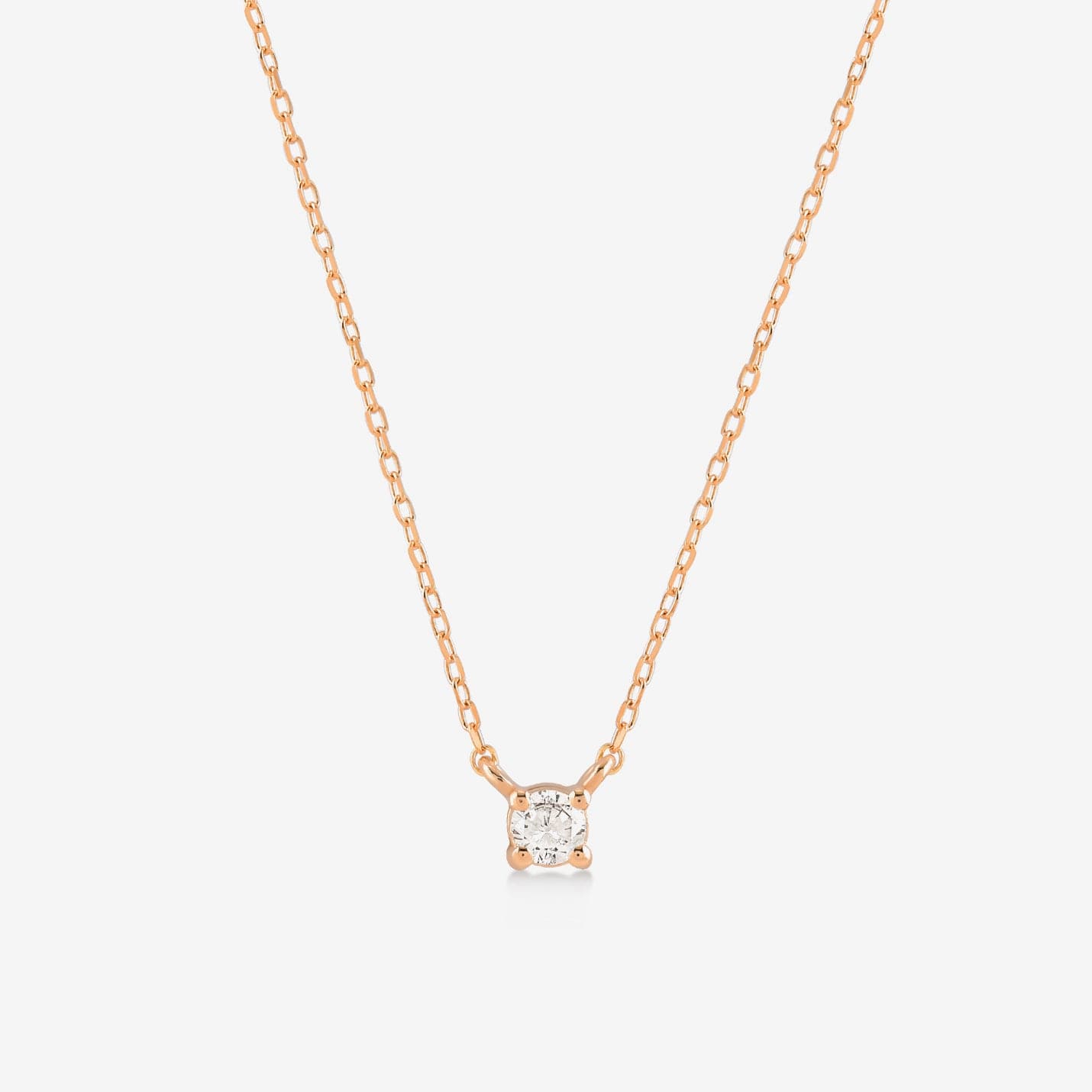 Diamond Square Solitaire Necklaces in 14K Solid Gold