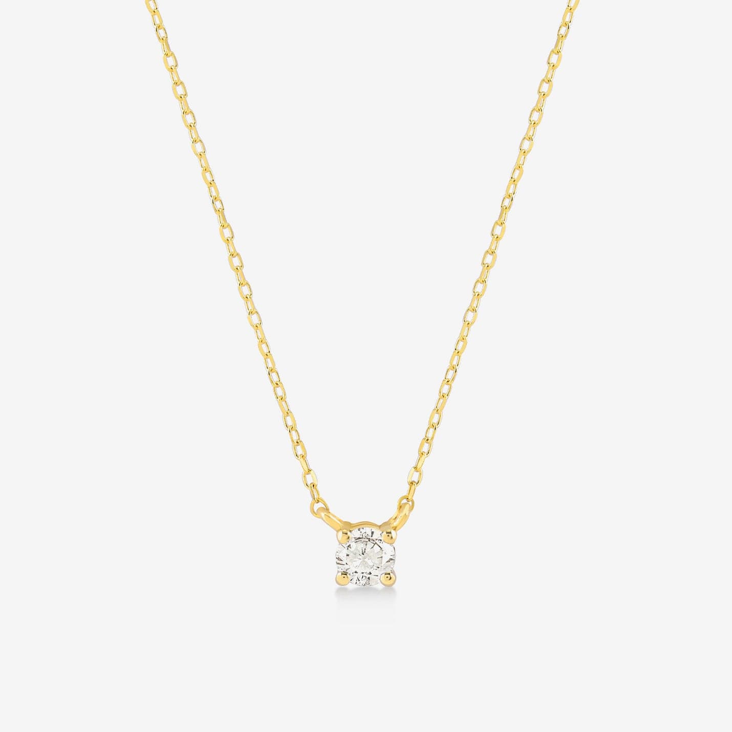 Diamond Square Solitaire Necklaces in 14K Solid Gold