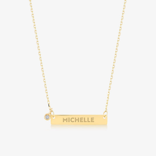 Diamond Custom Bar Necklace in 14K Solid Gold